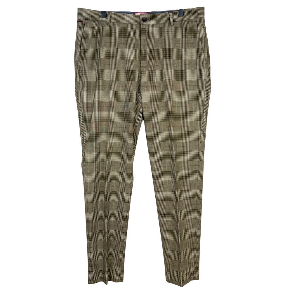 Scotch & Soda Slim Tapered Check Plaid Beige Pants - 34/32 W34 L32